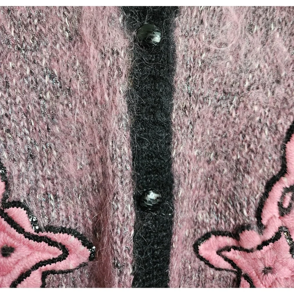 Magia Maglia Women's Sweater Kid Mohair Wool Made In Italy Size S Pink Sequin‎